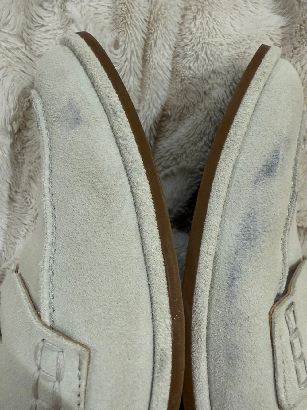Sam Edelman Women's Suede Penny Loafers in Light Cream